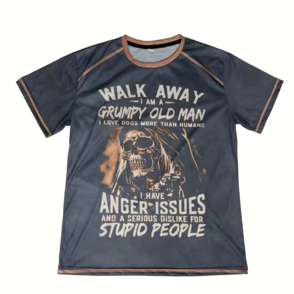 XXSOLDXX Walk Away I Am A Grumpy Old Man I Love Dogs More Than Humans T-Shirt - Picture 5 of 6